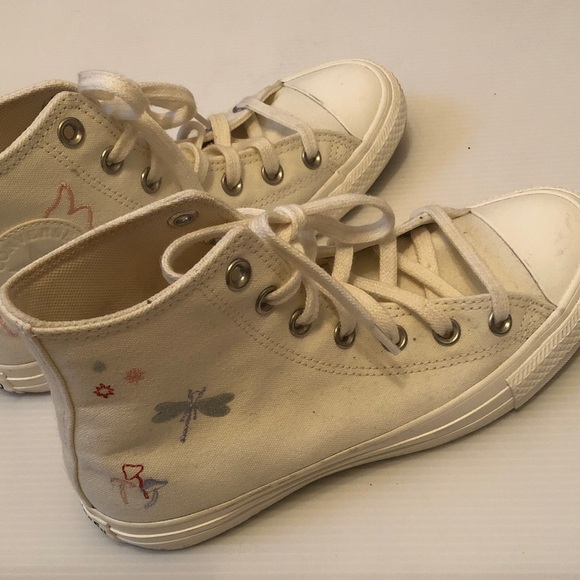 Converse ladies high top sneakers cream 7 size - Picture 4 of 8